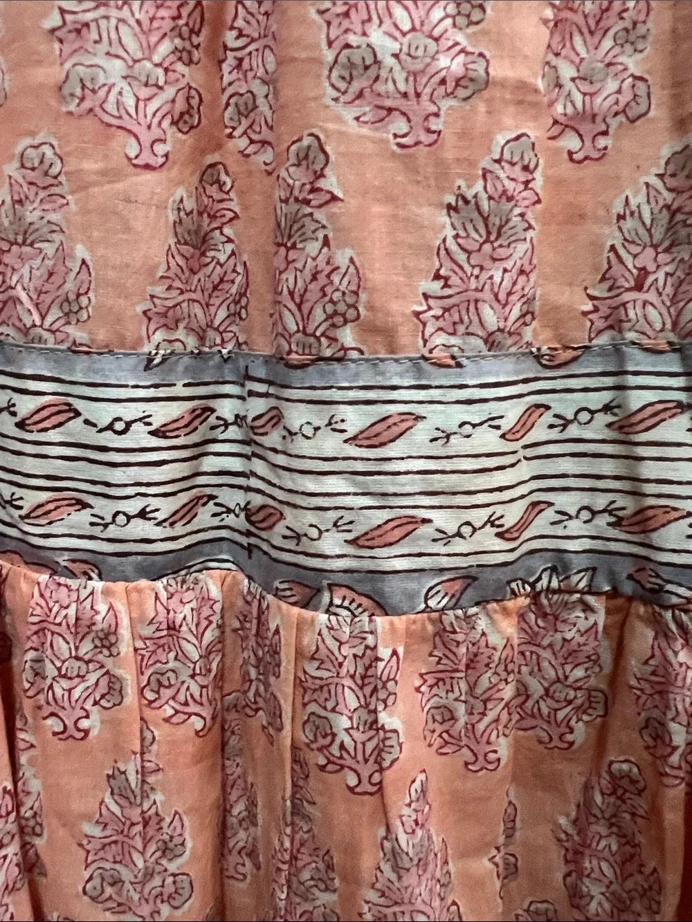 Perry walker Peach Floral Smocked Maxi Dress with Ruffle V-Neck - - Picture 5 of 6